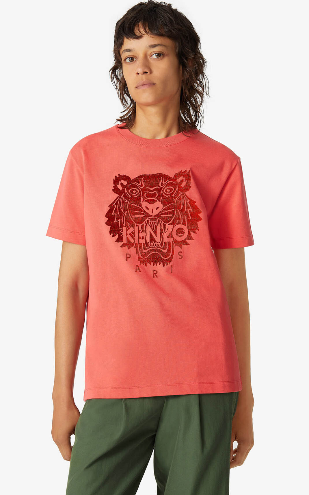 Kenzo Loose Tiger μπλουζακια γυναικεια κοκκινα | GR311097